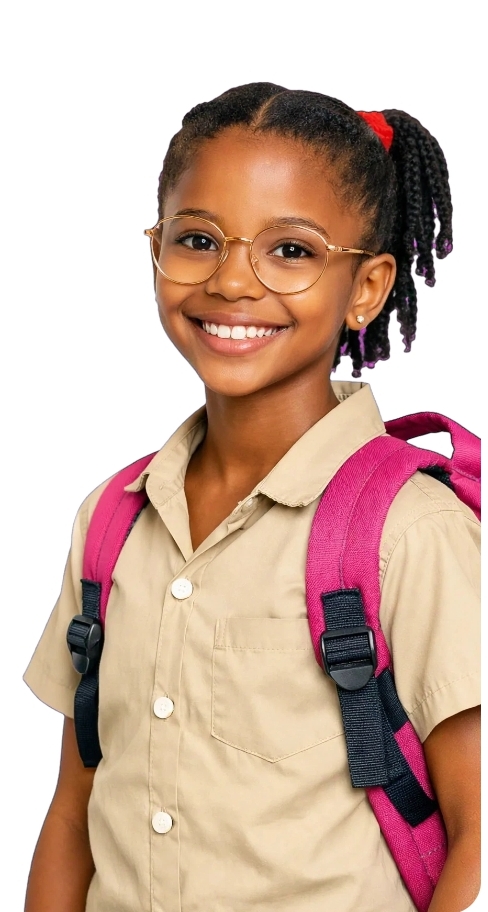 Élève portant des lunettes de vue et étudiant grâce au programme Bien voir et étudier de COAG