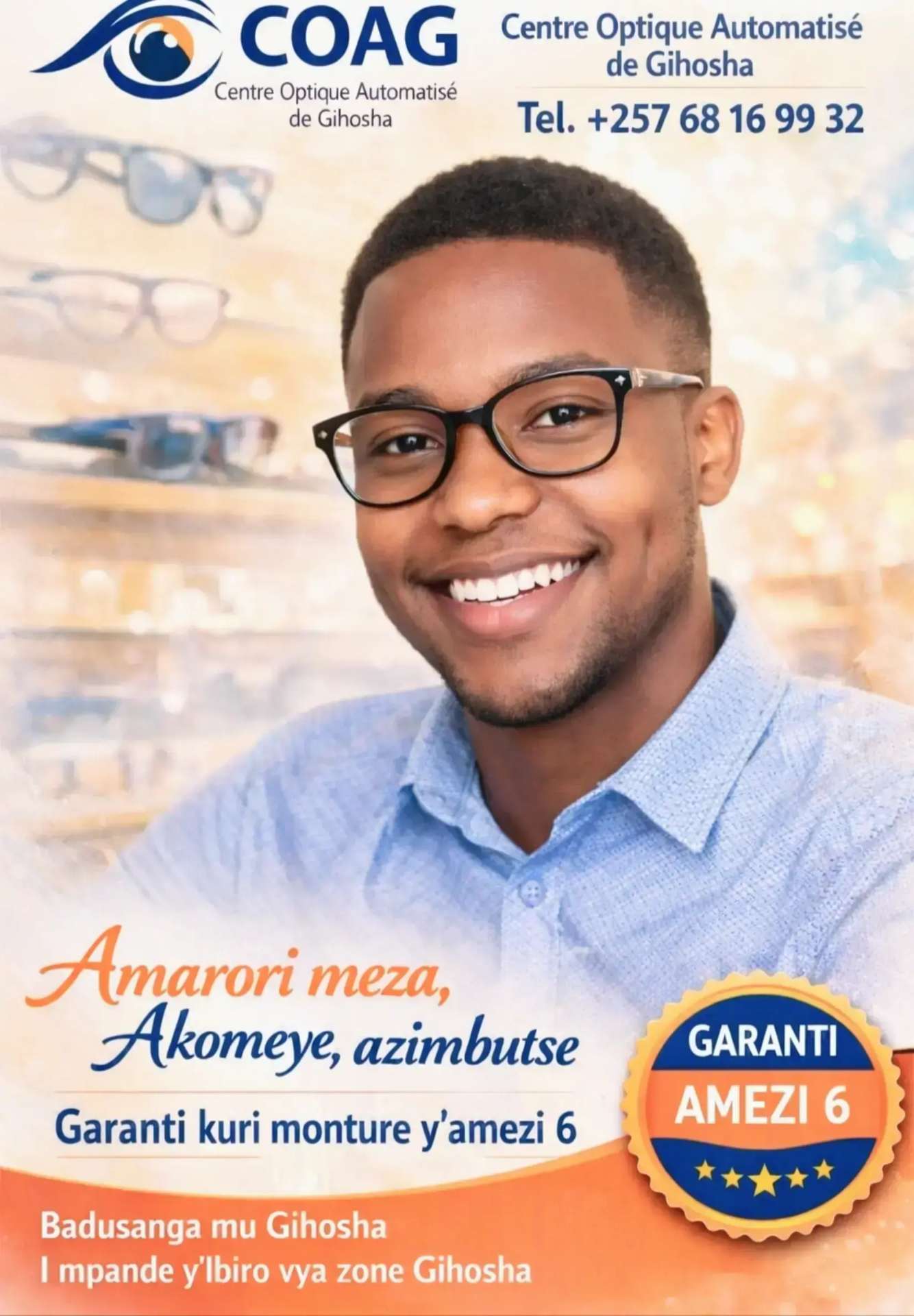 Monture optique pour homme portée par un modèle