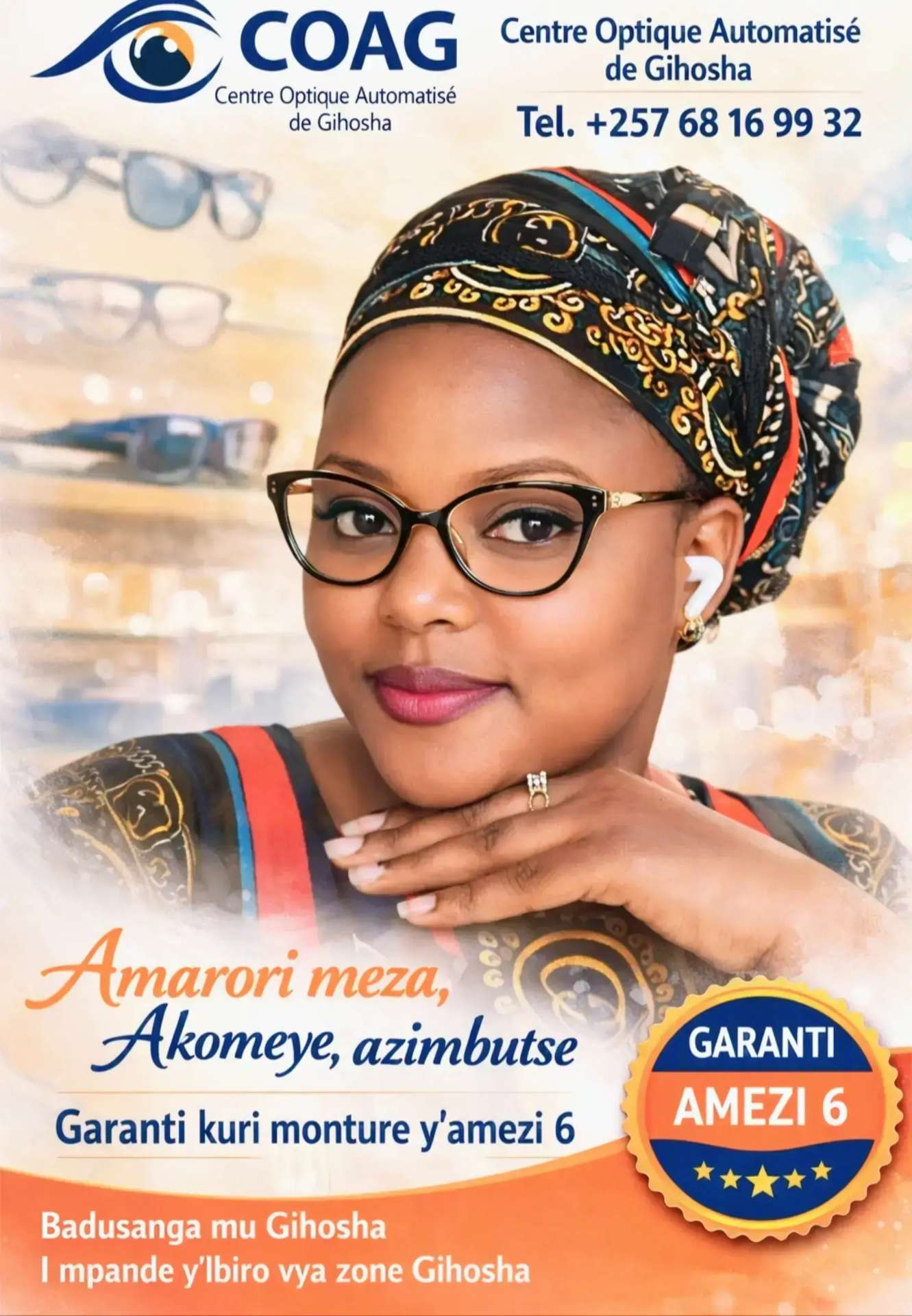 Monture optique pour femme portée par un modèle